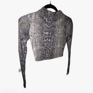 Fashion Nova Cropped Snake Skin Fleece Going Out Top